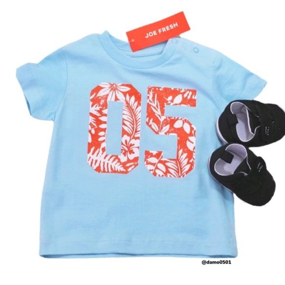 NWT Joe Fresh Baby Blue/Orange 05 Hawaiian Tee - Picture 2 of 6